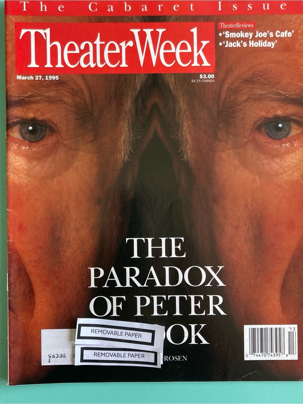 Peter Brook - CABARET Section Theater Week Magazine March 27 1995 Label Attached